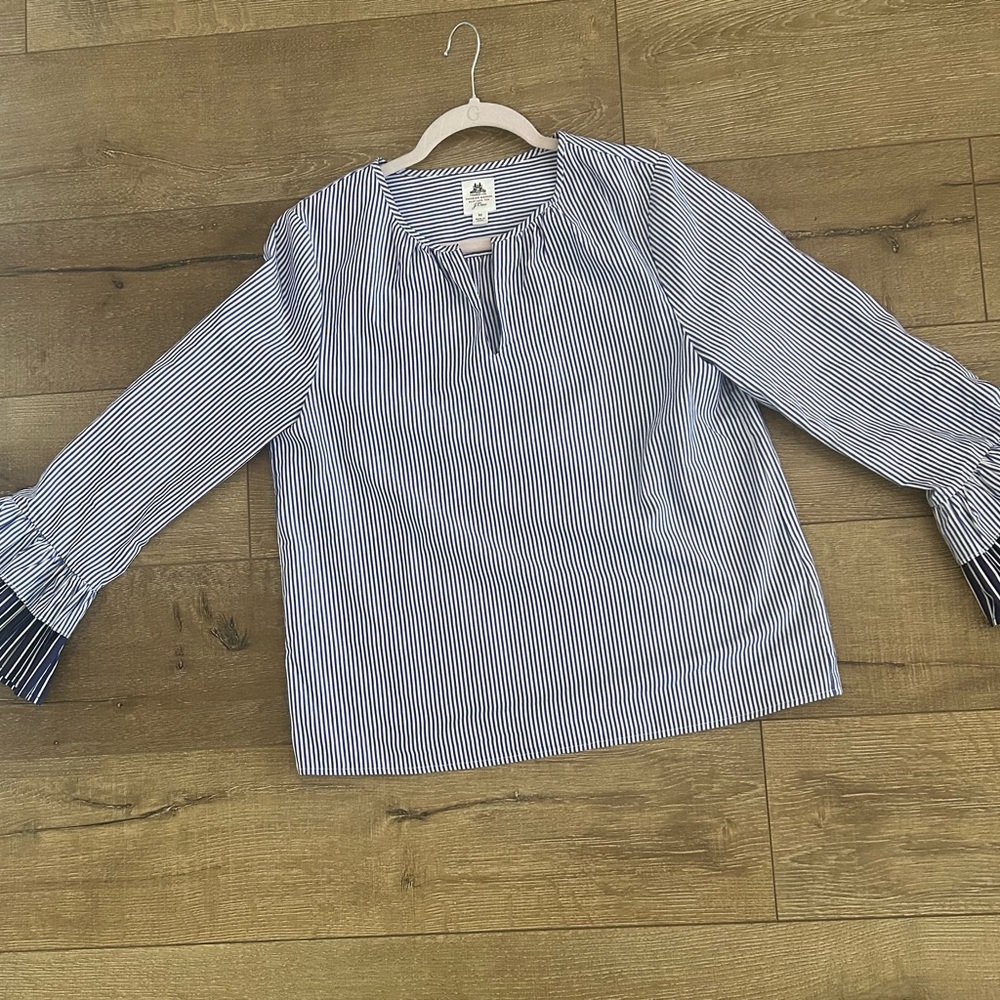 Blue and White striped pullover shirt